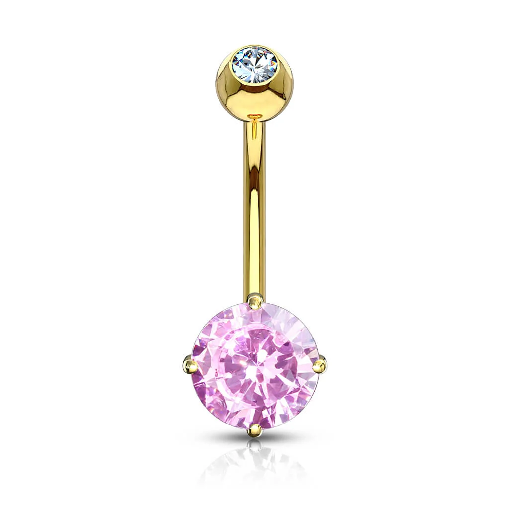 Or 14kt Piercing Nombril Zircone Ronde - Image 7