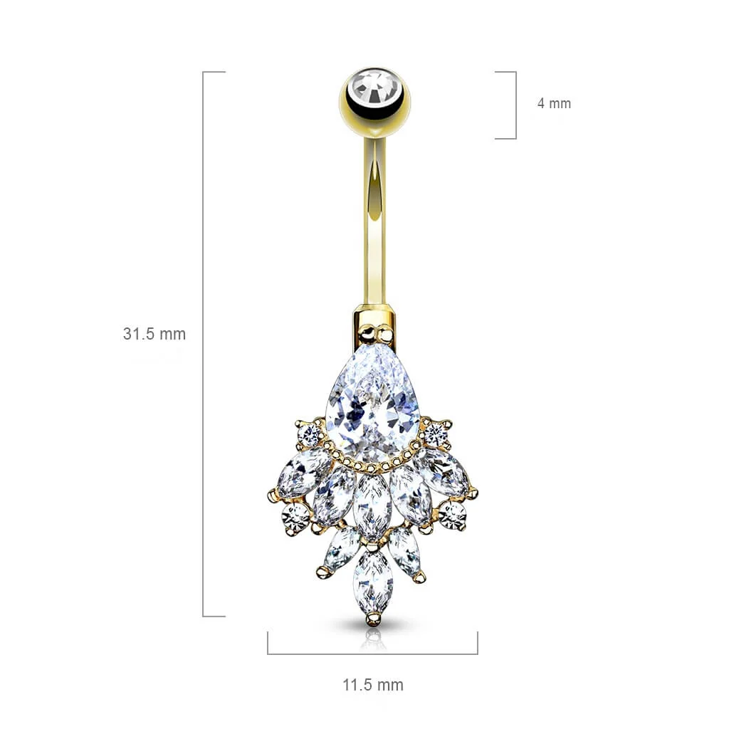 Or 14kt Piercing Nombril Poire Zircone - Image 3