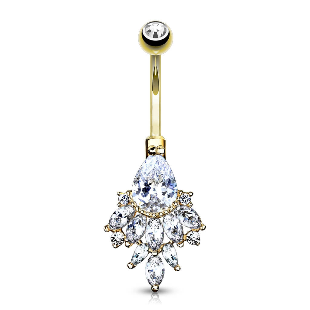 Or 14kt Piercing Nombril Poire Zircone - Image 6
