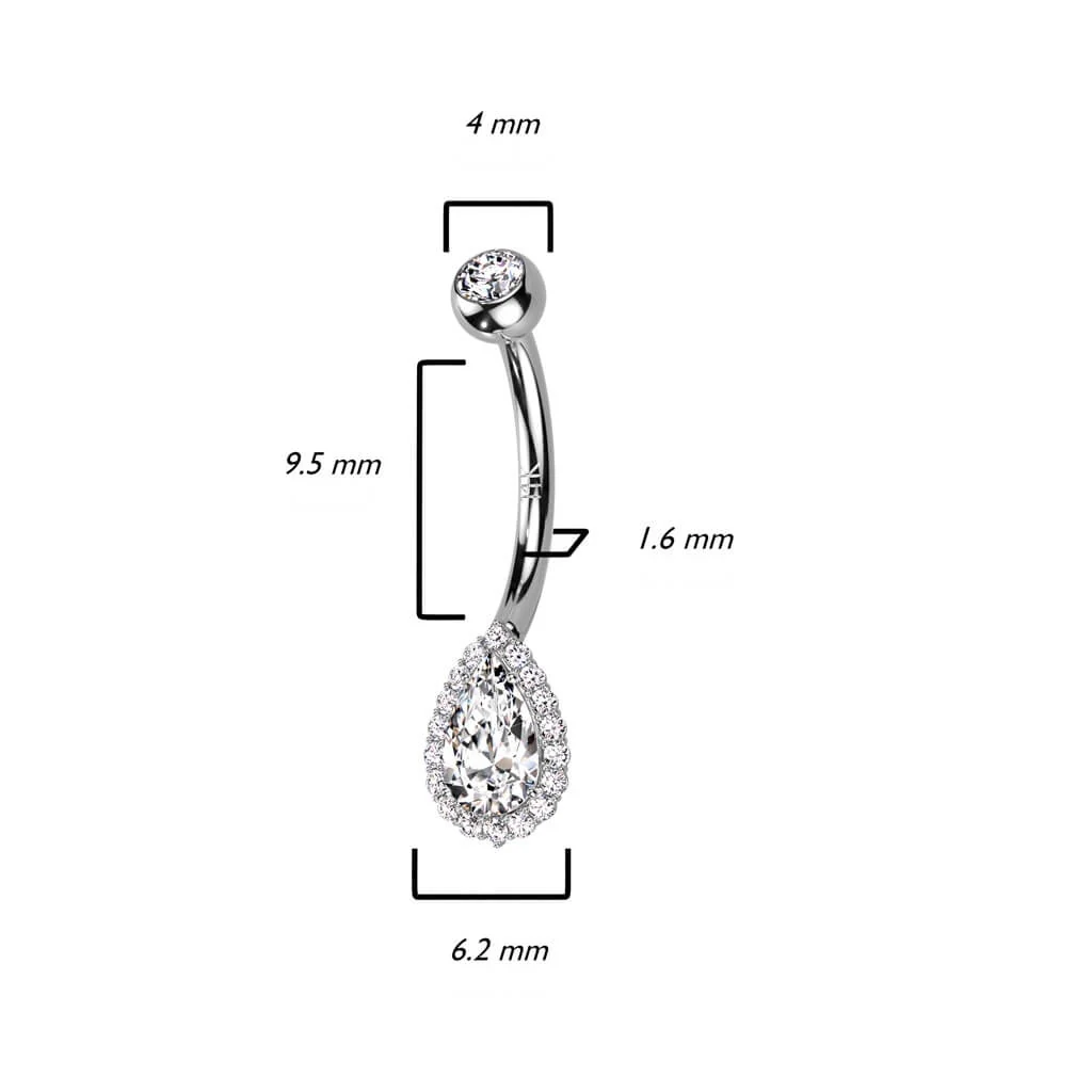 Or 14kt Piercing Nombril Goutte Opale Zircone - Image 3