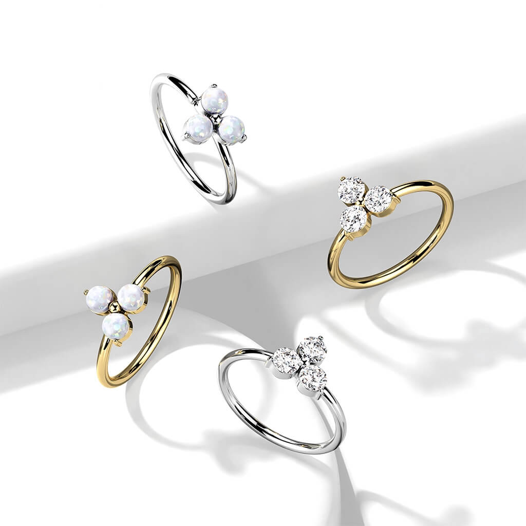 Or 14kt Anneau Fleur Zircone Pliable - Image 7