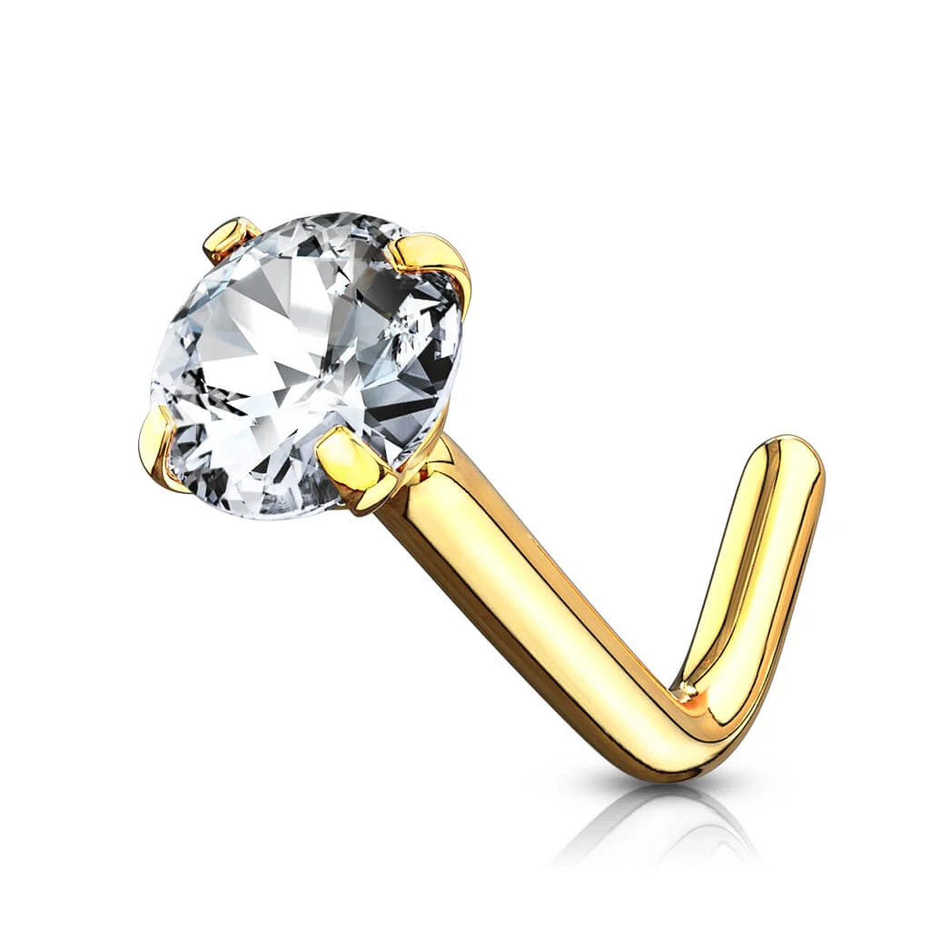 Or 14kt Nez En Forme de L Zircone - Image 4