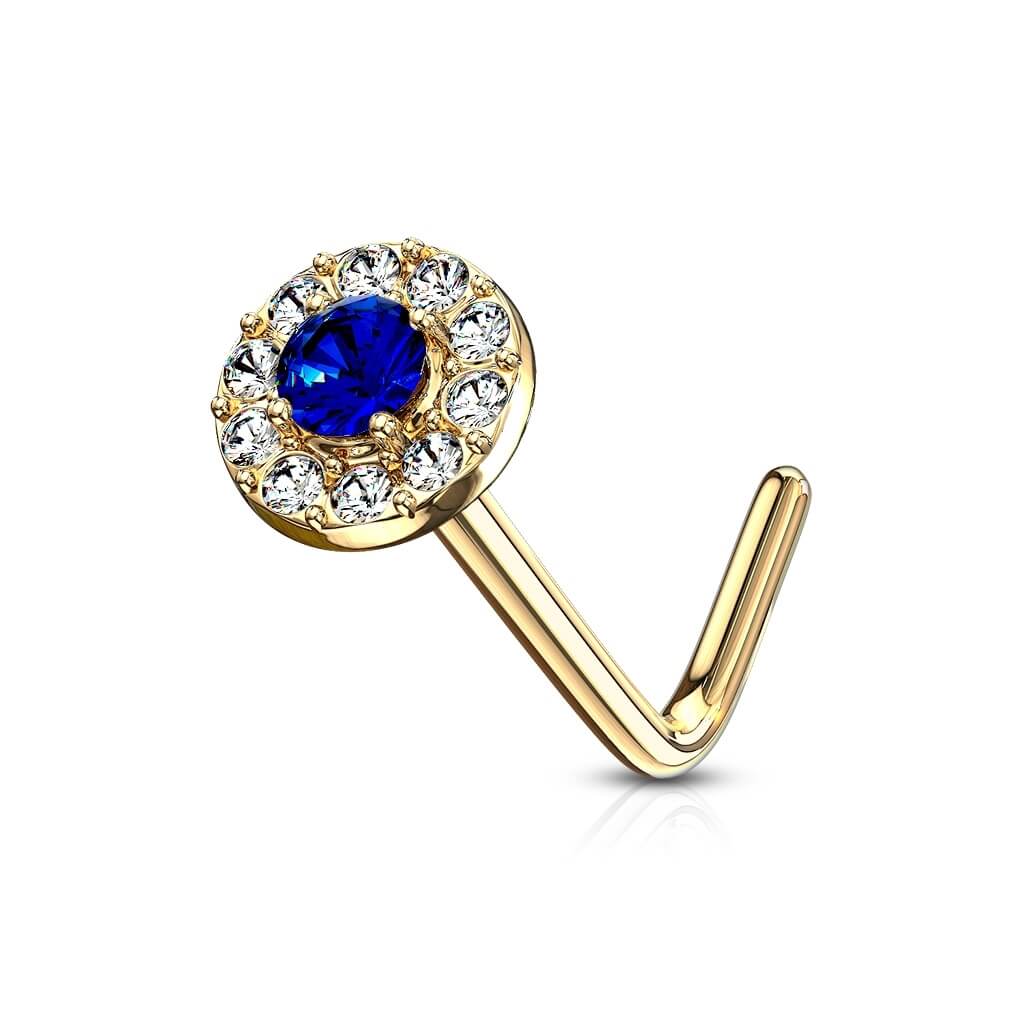 Or 14kt Nez En Forme de L Zircone Ronde - Image 12