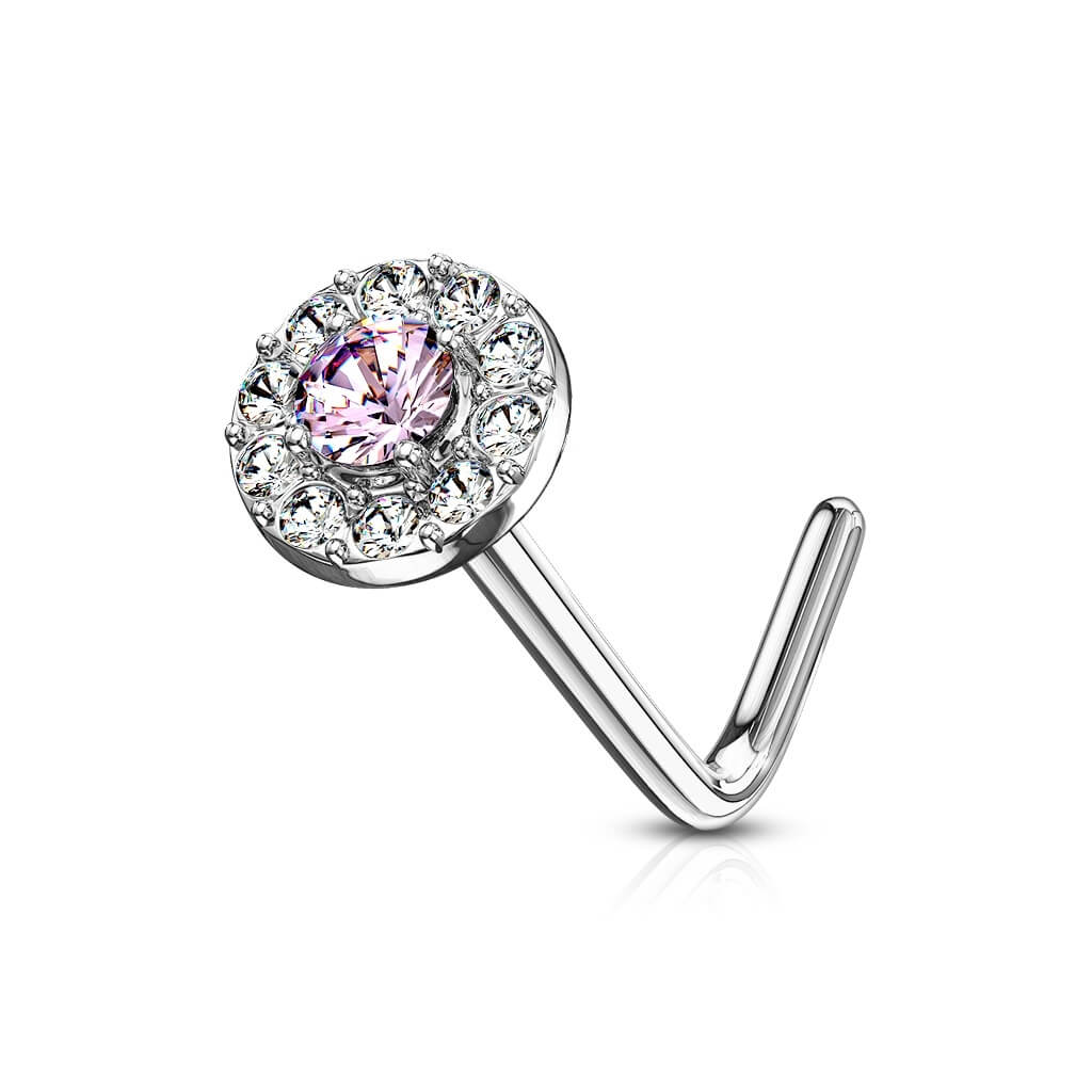 Or 14kt Nez En Forme de L Zircone Ronde - Image 6
