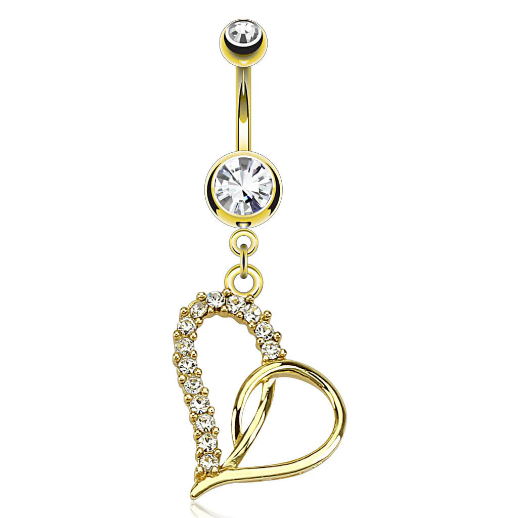 Piercing Nombril Pendentif Cœur Zircone Or - Image 2