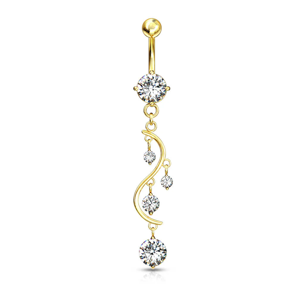 Piercing Nombril Pendentif Zircone Or - Image 2