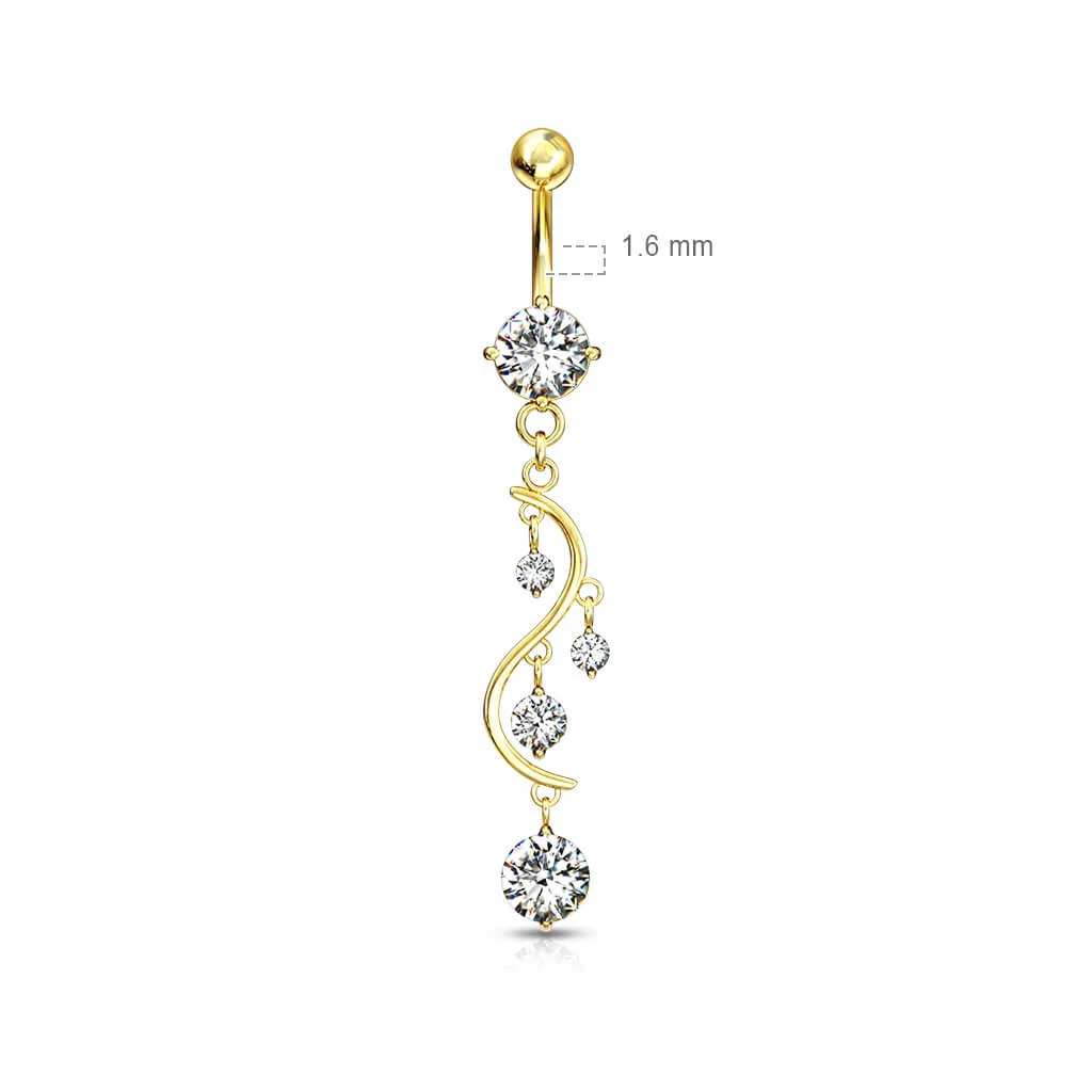 Piercing Nombril Pendentif Zircone Or - Image 3