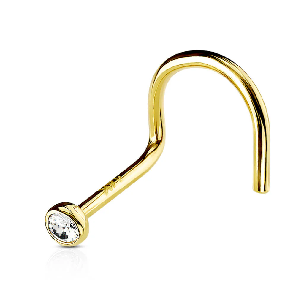 Or 14kt Nez  Vis Zircone Ronde - Image 3