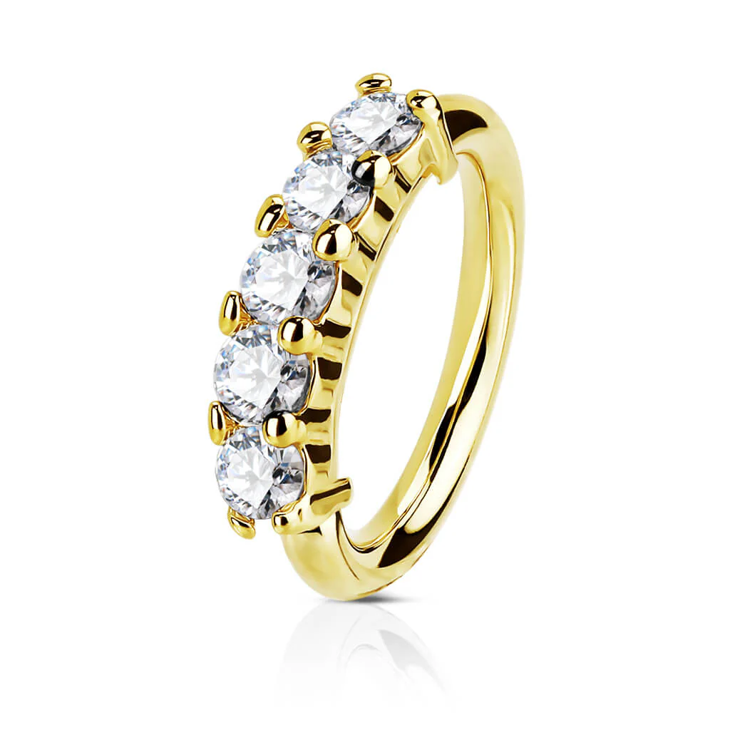 Or 14kt Anneau 5 Zircone Pliable - Image 3