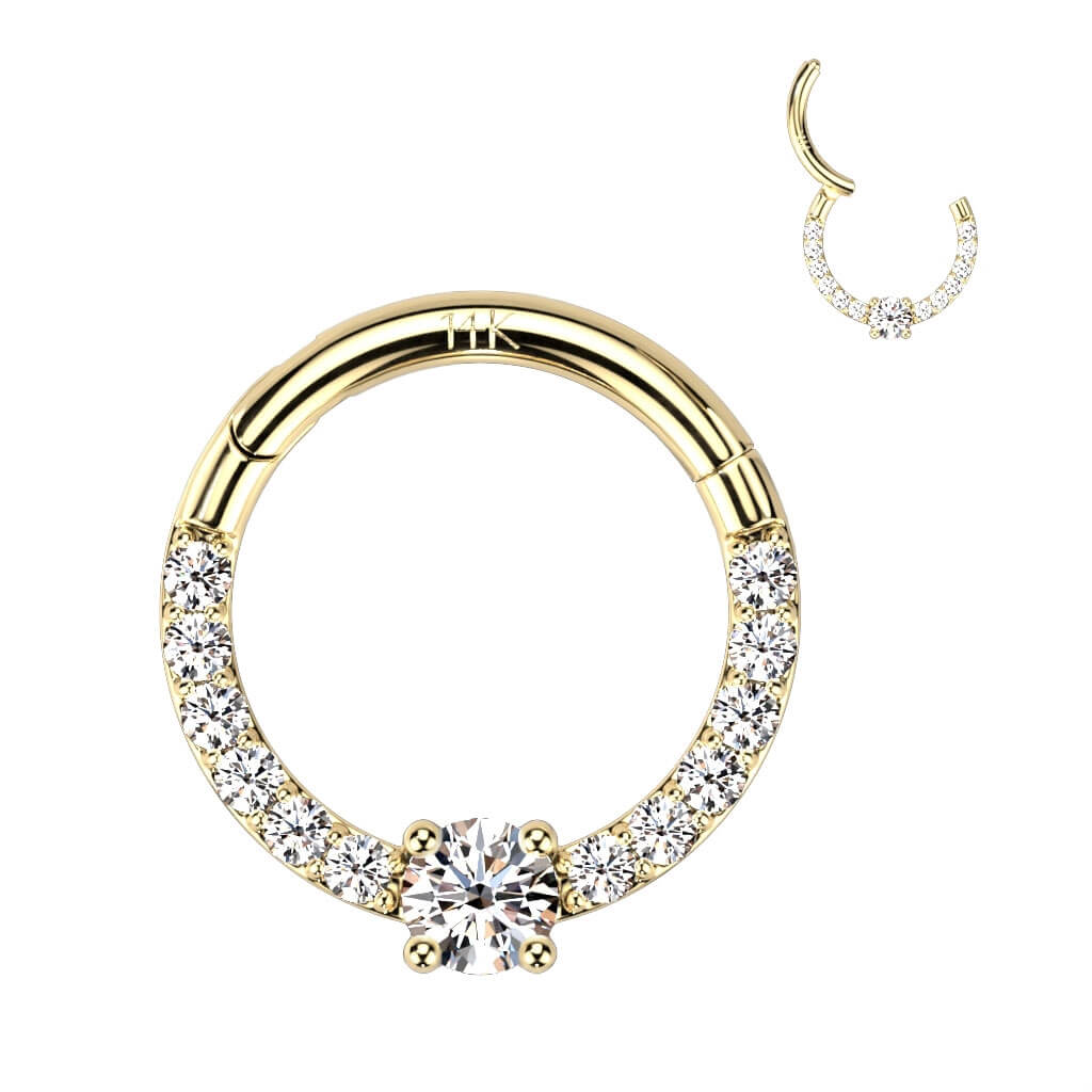 Or 14kt Anneau Zircone Carrée Cliqueur - Image 4