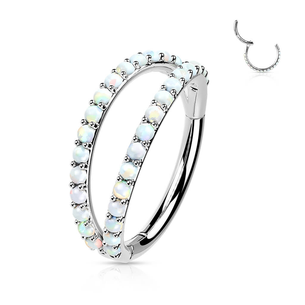Or 14kt Anneau Zircone opal Cliqueur - Image 2