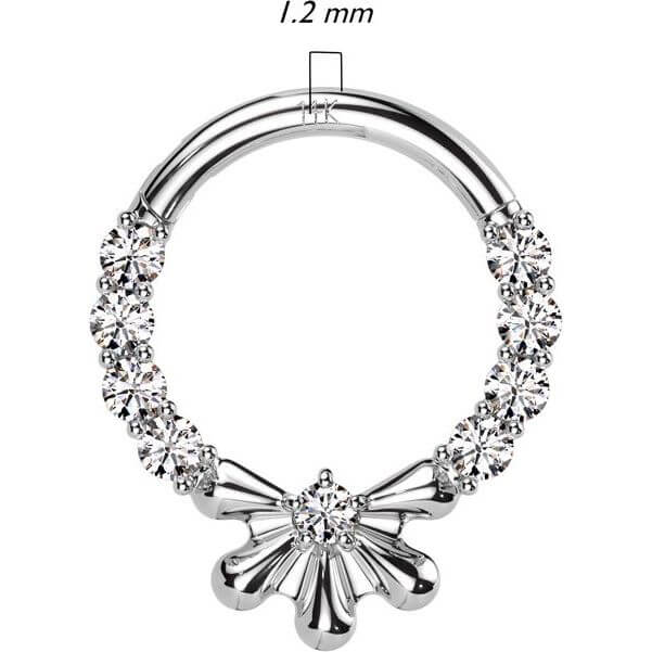 Or 14kt Anneau Demi Fleur Zircone Serti Pavé Cliqueur - Image 2