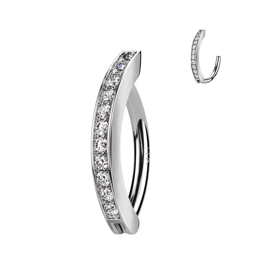 Or 14kt Piercing Nombril Zircone Inversé Cliqueur - Image 2