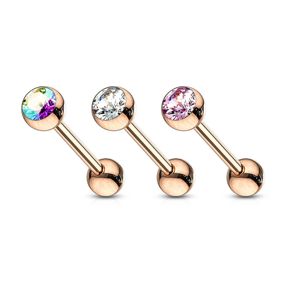 Barre Langue Bille Rose Zircone - Image 3