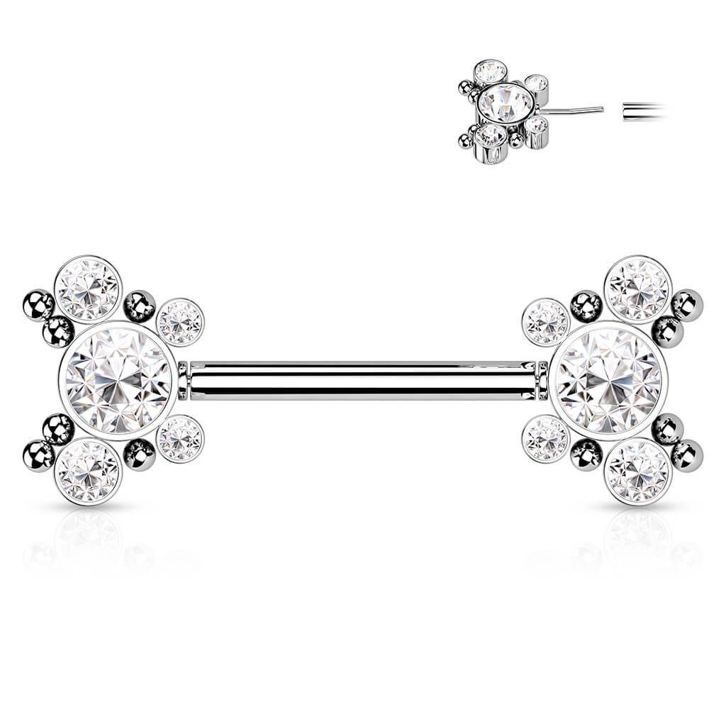 Téton Papillon Zircone Argent Enfoncer - Image 4