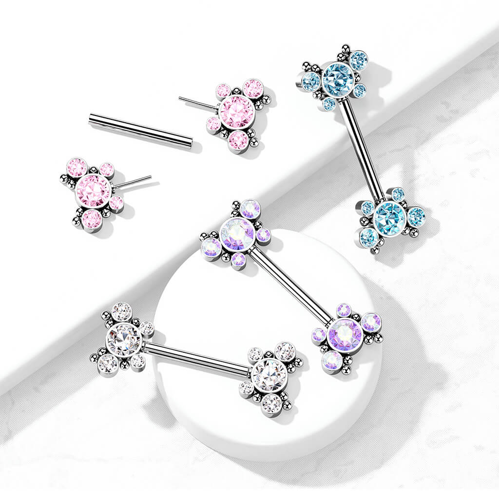 Téton Papillon Zircone Argent Enfoncer - Image 7