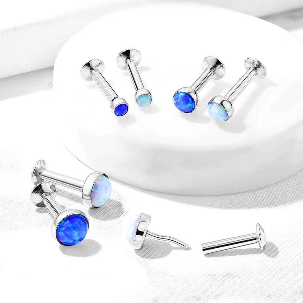 Labret Opale Ronde Argent Enfoncer - Image 7