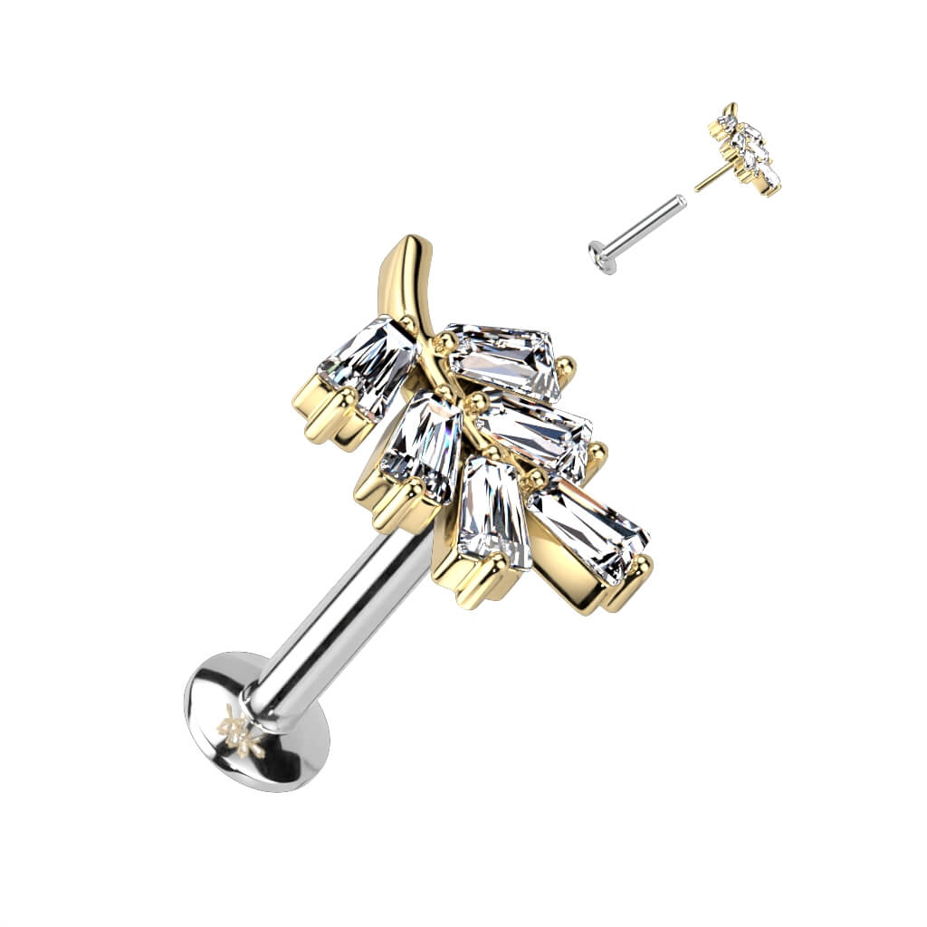 Labret Feuilles Zircone Enfoncer - Image 4