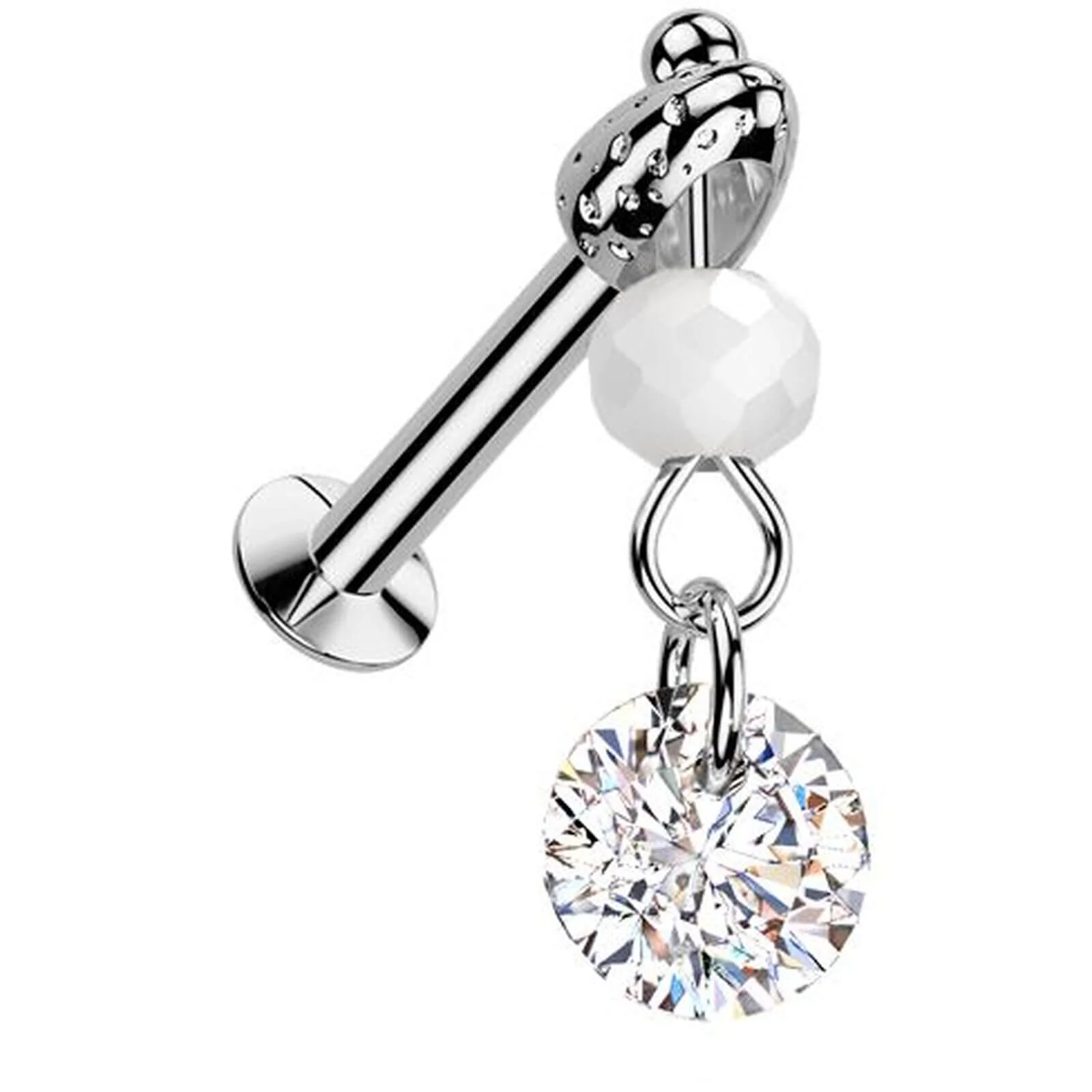 Labret perle de verre en zircone pendante Enfoncer