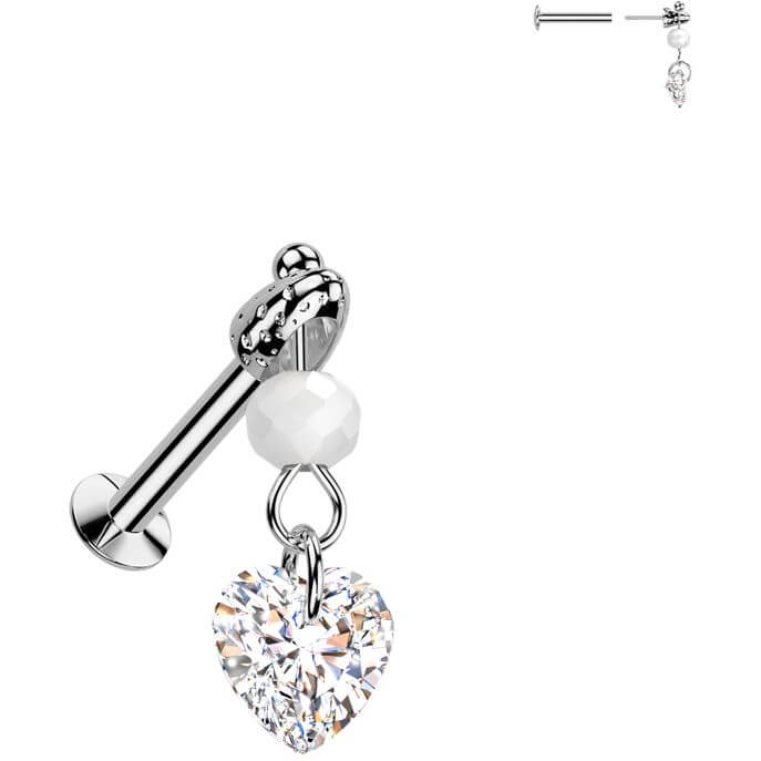 Labret coeur zricone perle de verre pendante Enfoncer - Image 4