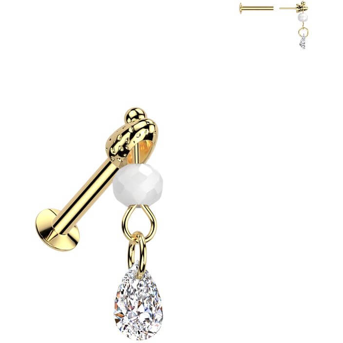 Labret larme zircone perle de verre pendante Enfoncer - Image 3