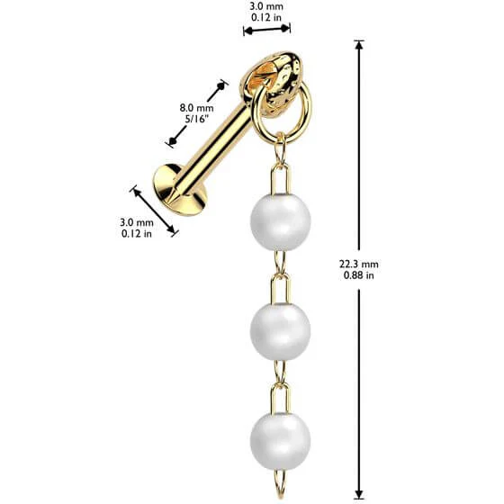 Labret pendentif triple perle Enfoncer - Image 2