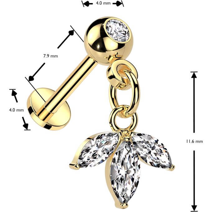 Labret pendentif feuille marquise zirconia Enfoncer - Image 2