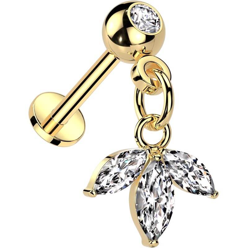 Labret pendentif feuille marquise zirconia Enfoncer - Image 4