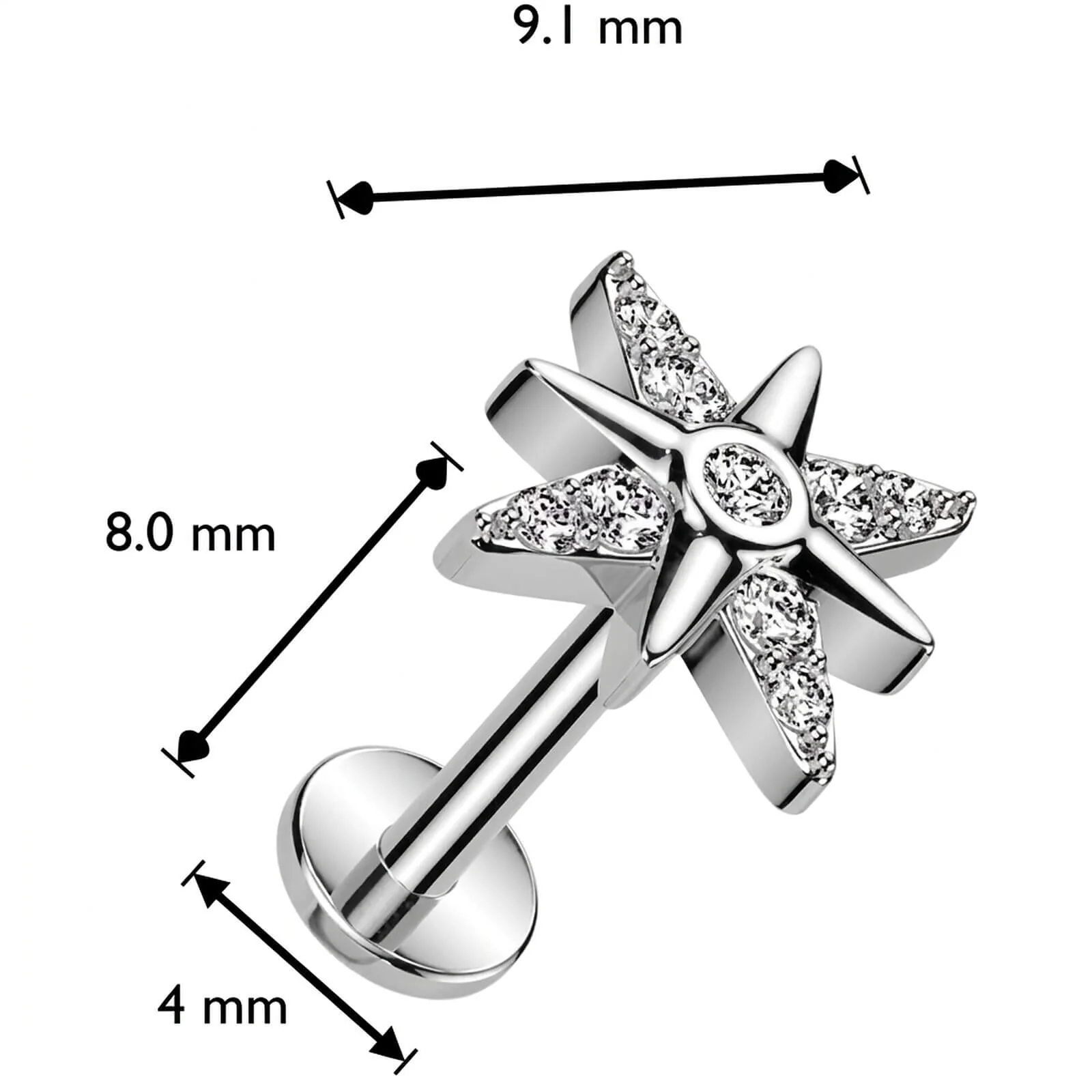 Labret étoile zircone Enfoncer - Image 2