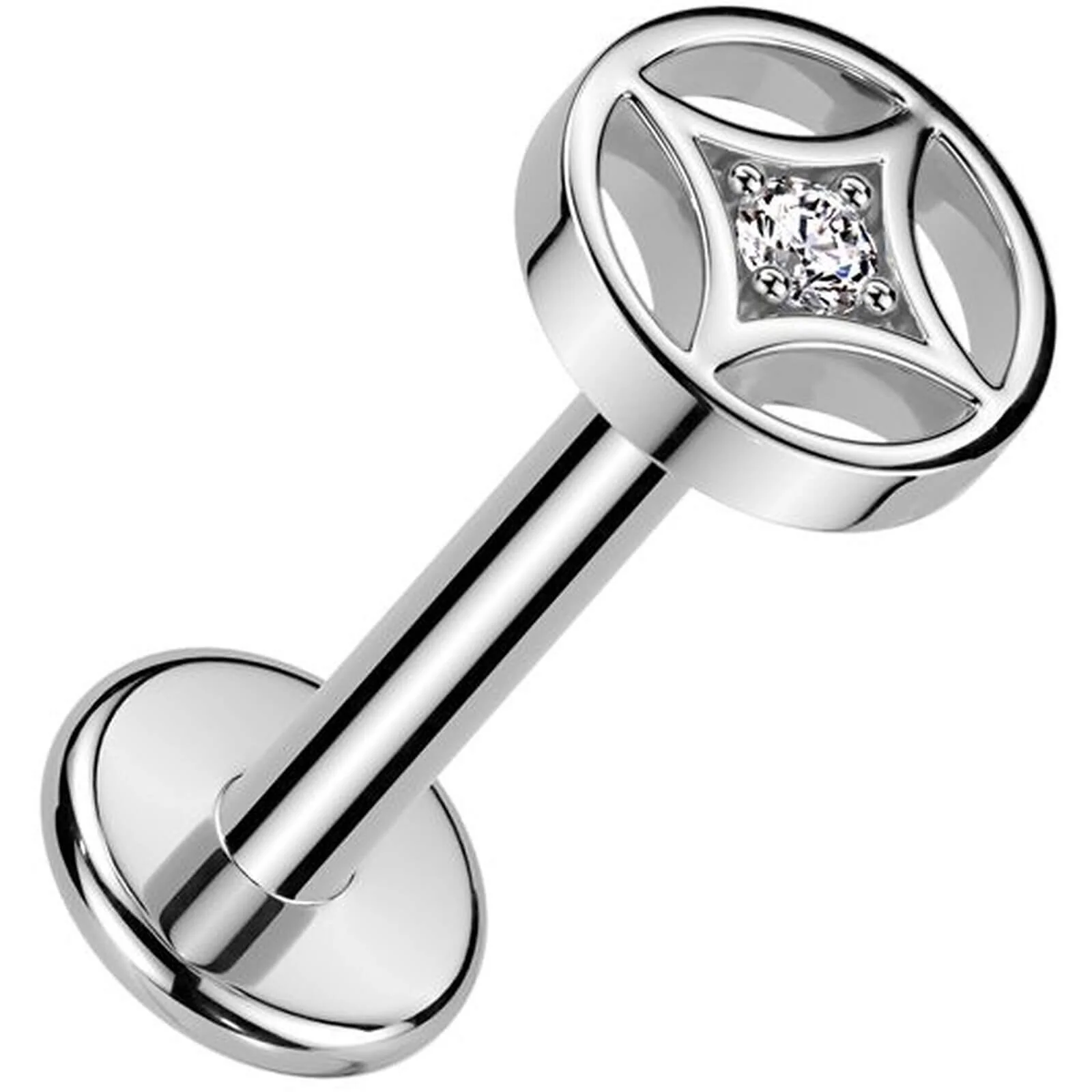 Labret etoile à 4 branches zircone Enfoncer