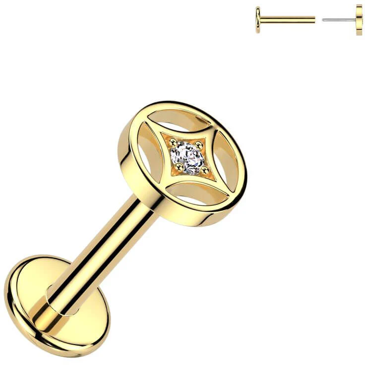 Labret etoile à 4 branches zircone Enfoncer - Image 3