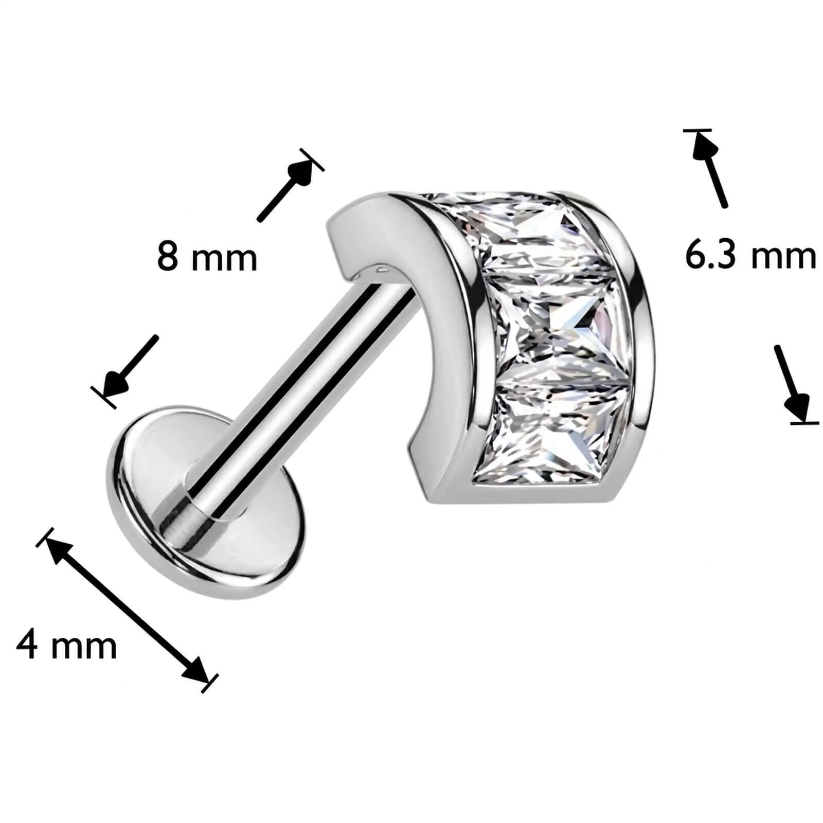 Labret fer à cheval zircone Enfoncer - Image 2