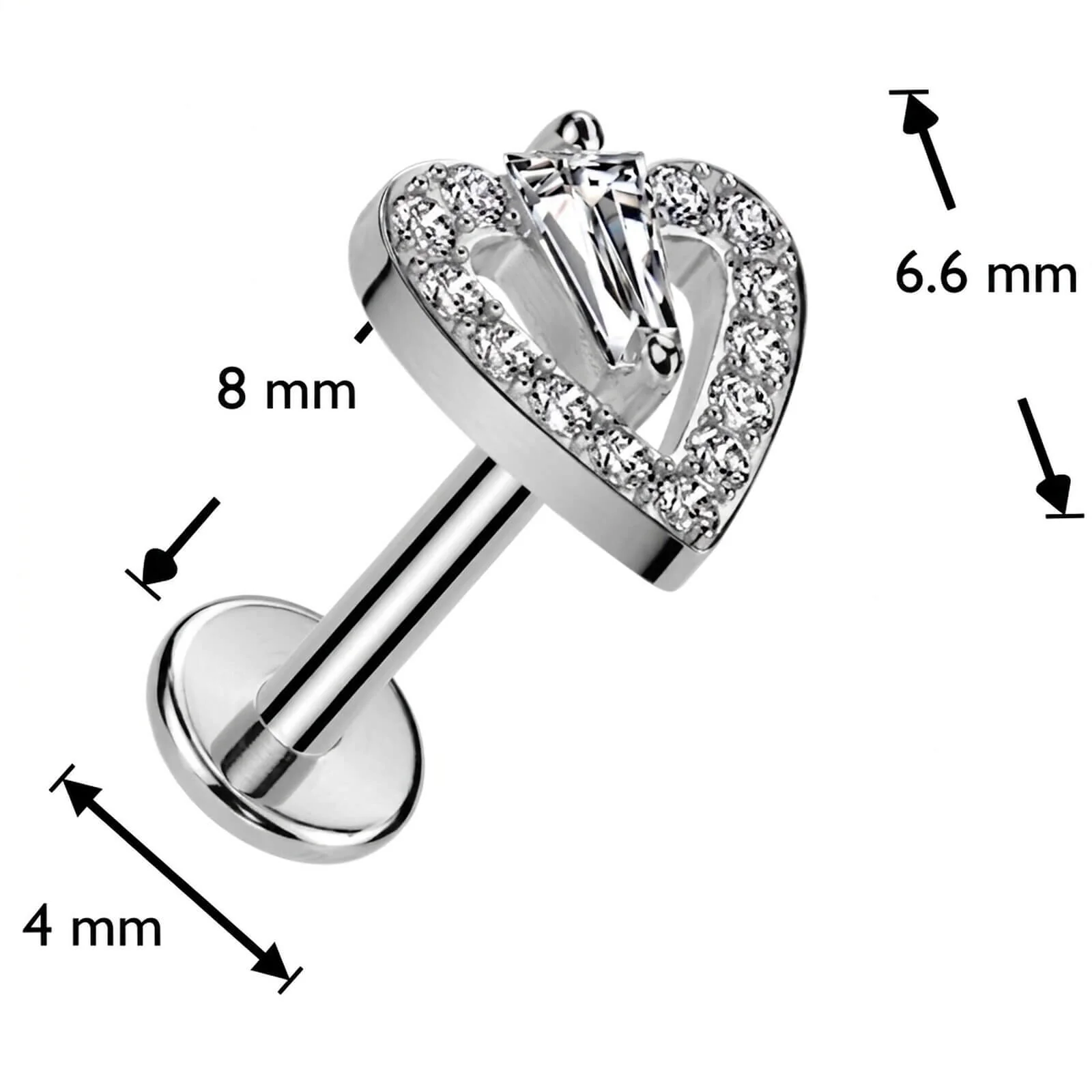 Labret cœur zircone Enfoncer - Image 2