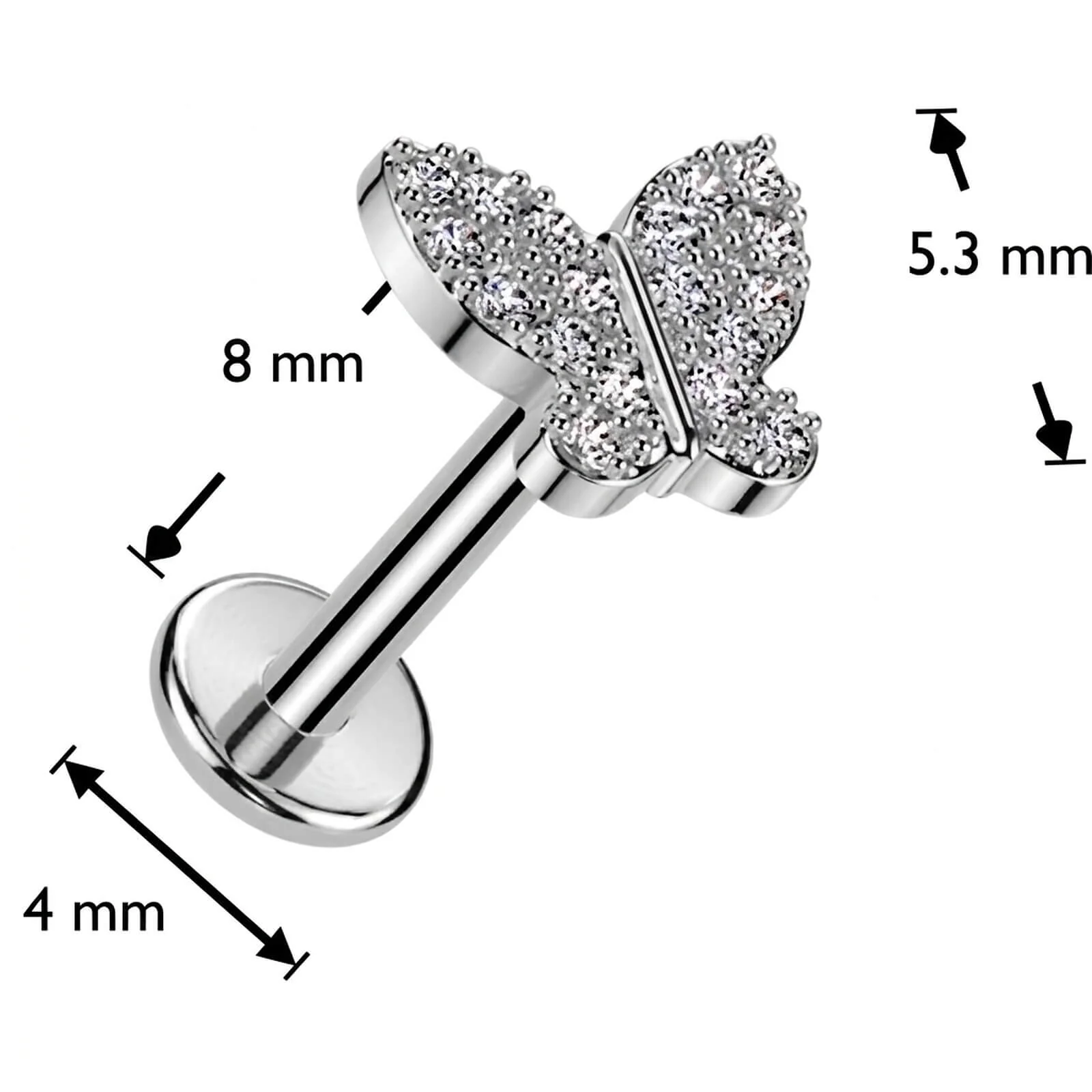 Labret papillon zircone Enfoncer - Image 2
