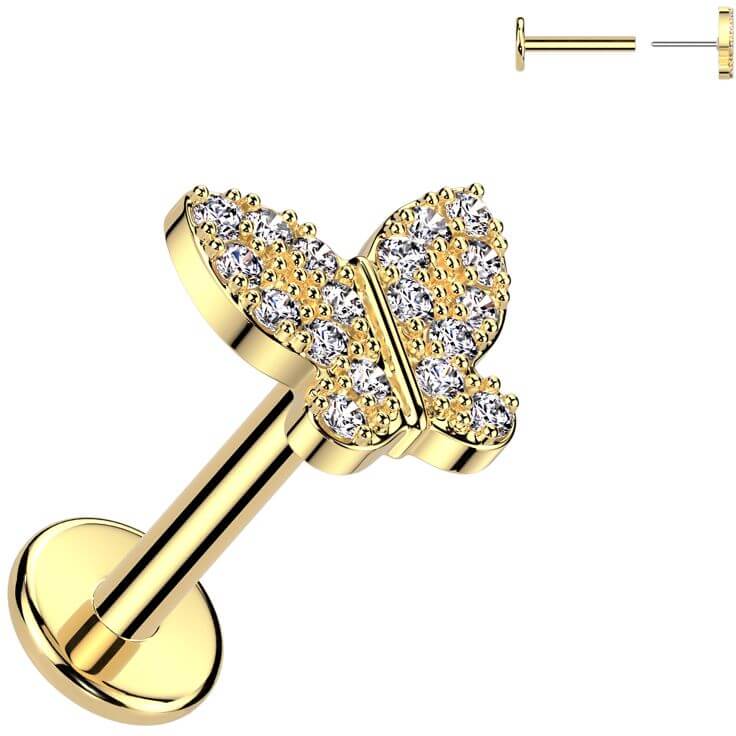Labret papillon zircone Enfoncer - Image 3