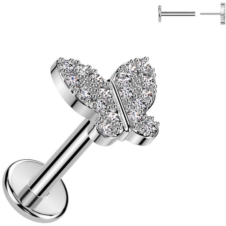 Labret papillon zircone Enfoncer - Image 4