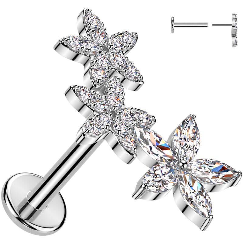 Labret fleurs zircone Enfoncer - Image 4