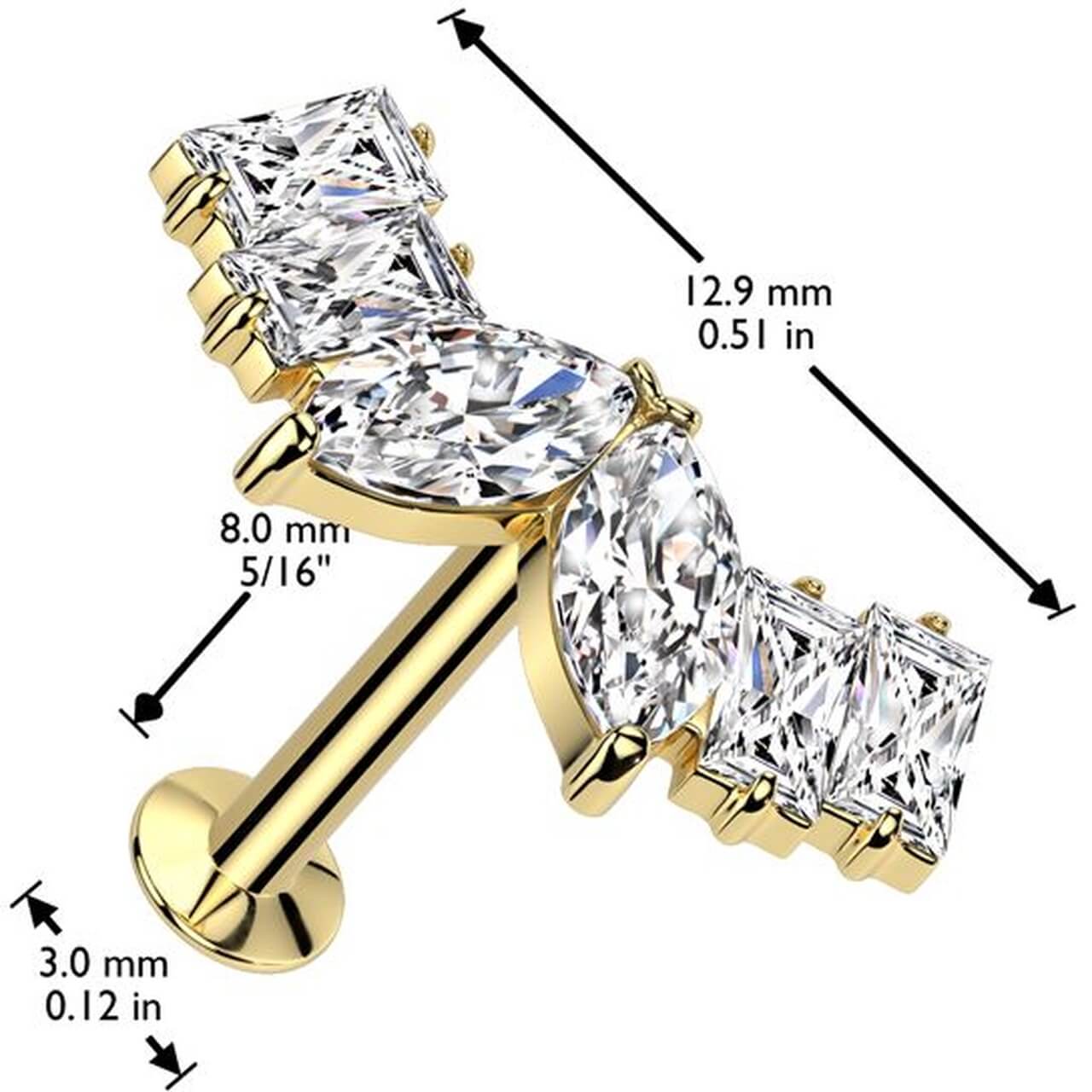Labret marquises zircones baguette zircones Enfoncer - Image 2