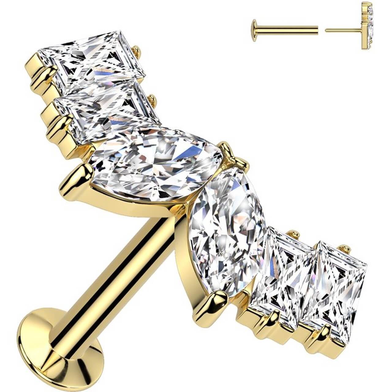 Labret marquises zircones baguette zircones Enfoncer - Image 3