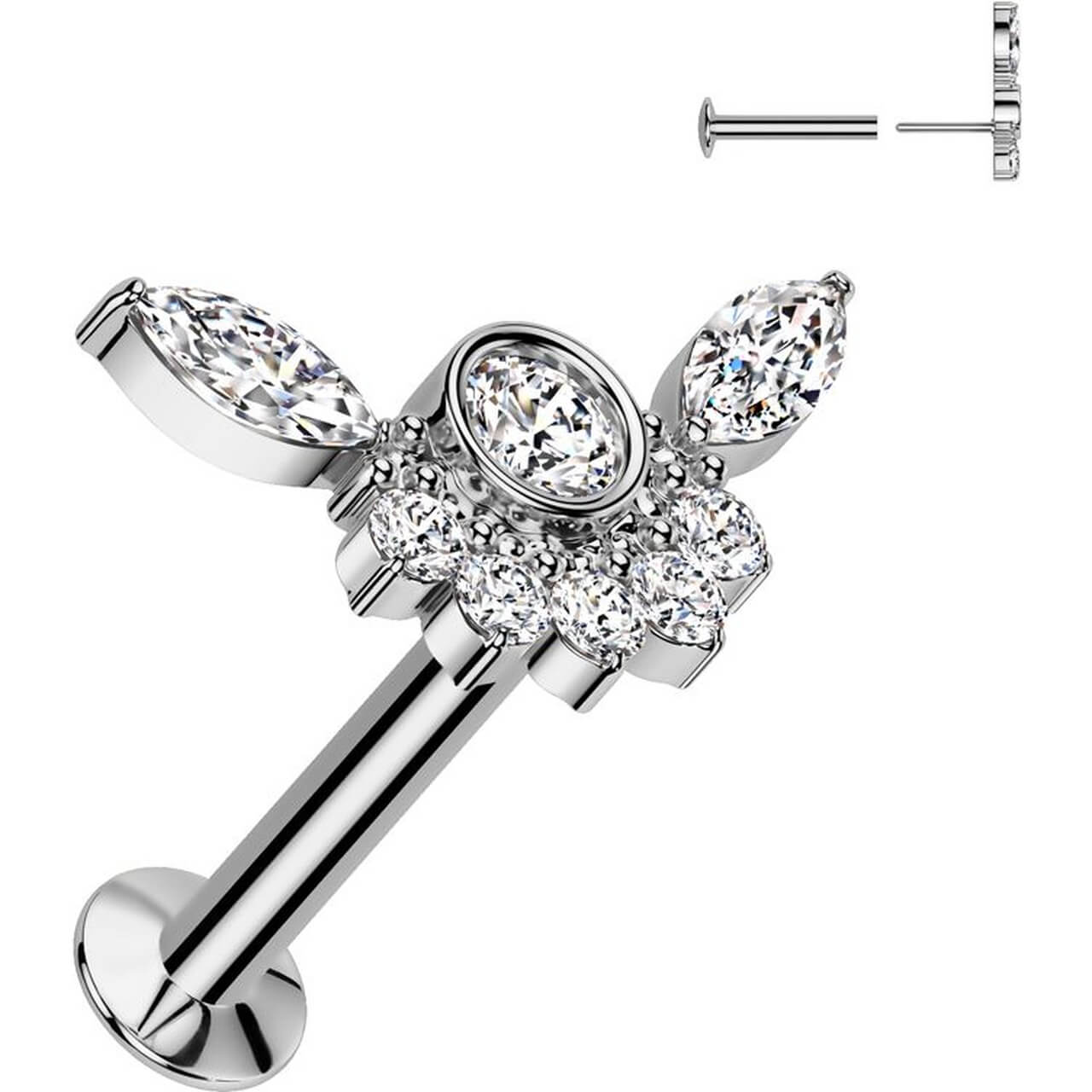 Labret lunette bourdon sertissant des zirconias en grappe Enfoncer - Image 4