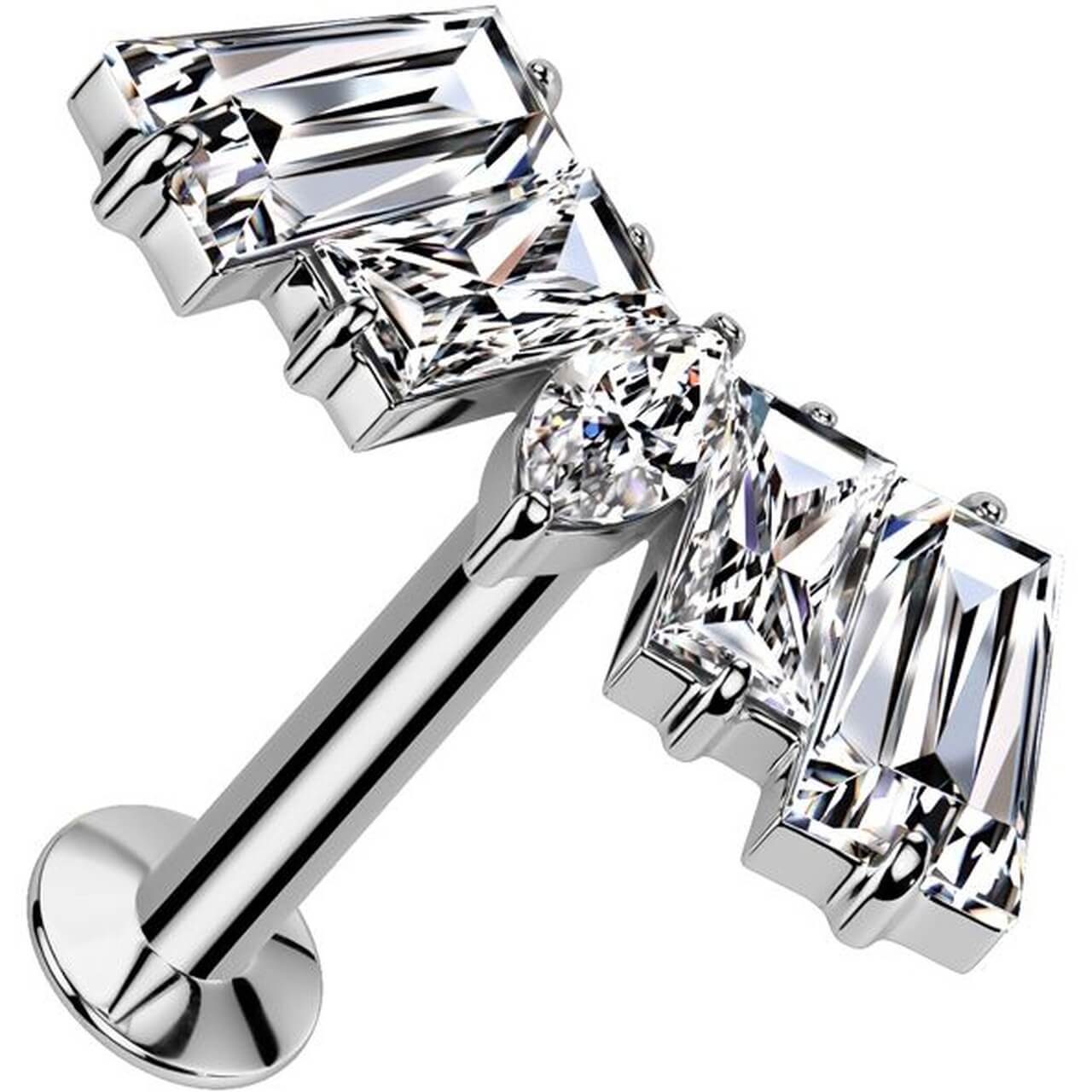 Labret zircon fan taille marquise taille baguette Enfoncer