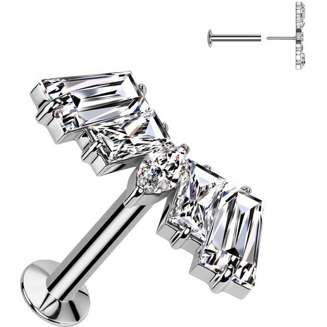 Labret zircon fan taille marquise taille baguette Enfoncer - Image 4