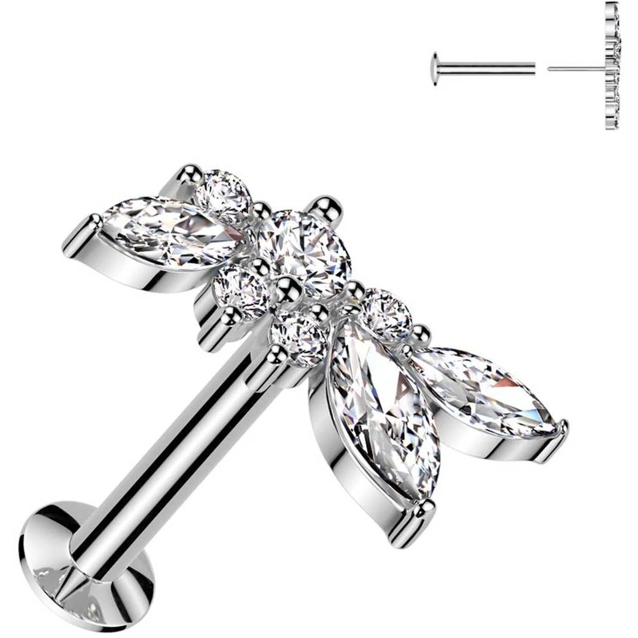 Labret feuilles abstraites zircone convexe Enfoncer - Image 4