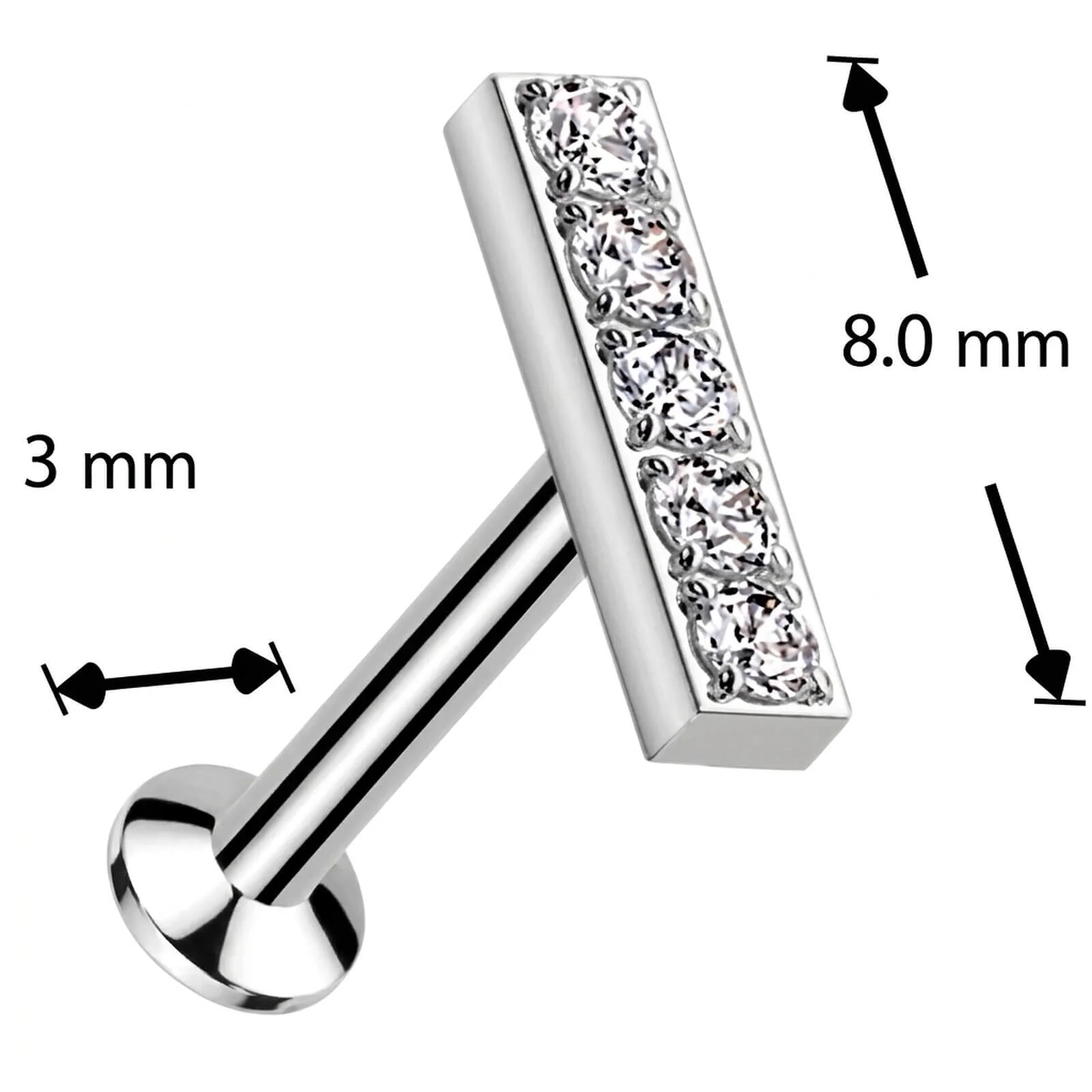 Labret carre zircone Enfoncer - Image 2