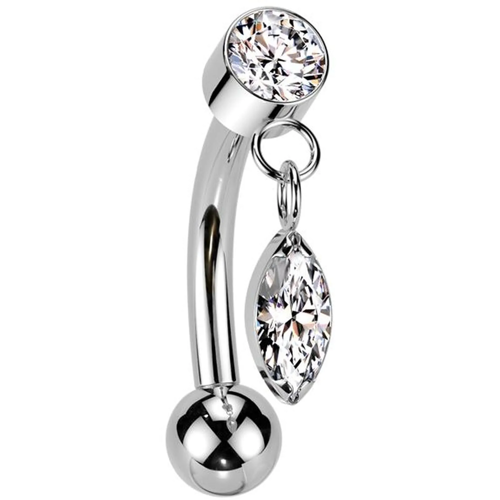 Titane Barre Courbée pendentif zircone Enfoncer