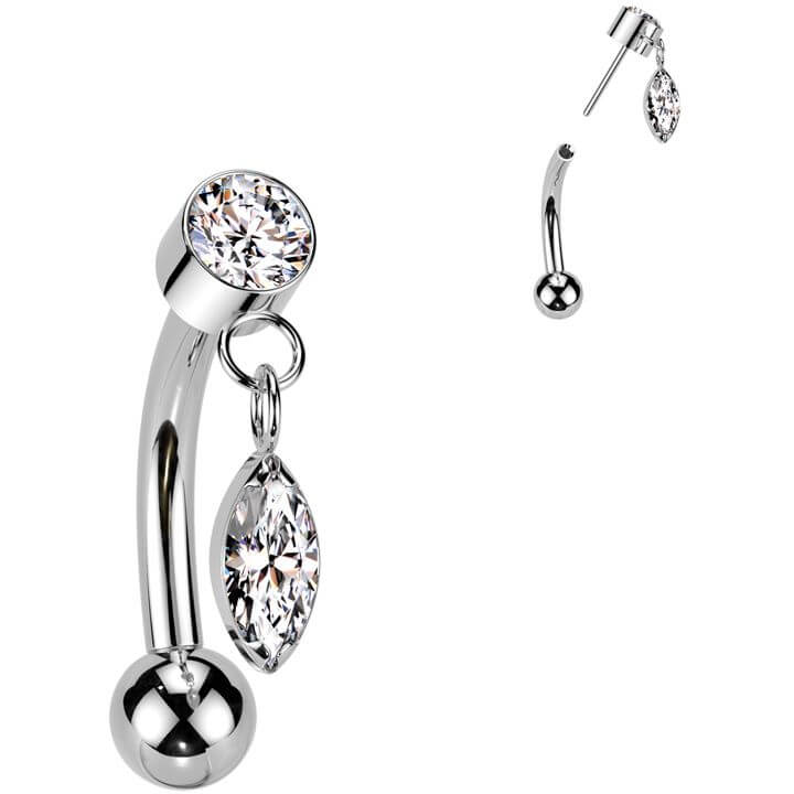 Titane Barre Courbée pendentif zircone Enfoncer - Image 4