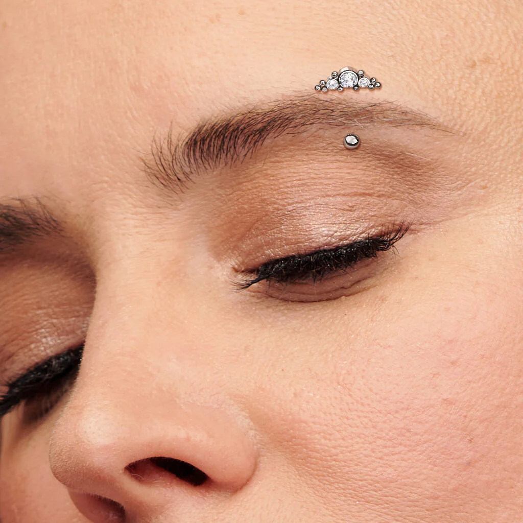Titane Sourcil 3 Zircones Argent Enfoncer - Image 7