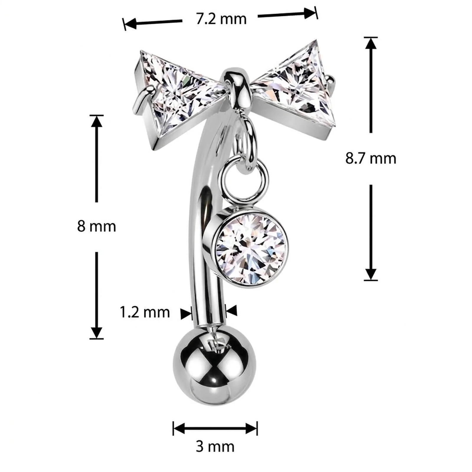 Titane Barre Courbée arc zircone pendentif Enfoncer - Image 2