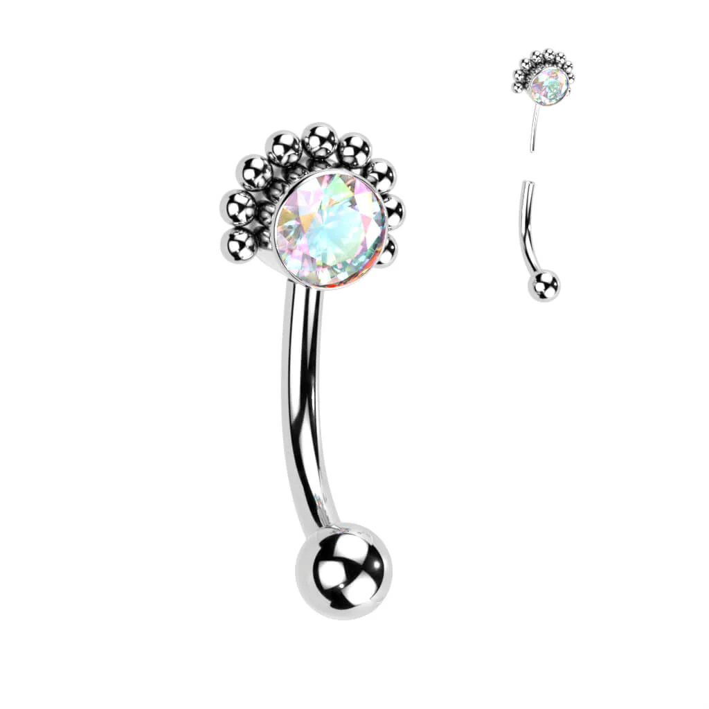 Titane Sourcil Zircone Opale Argent Enfoncer - Image 2