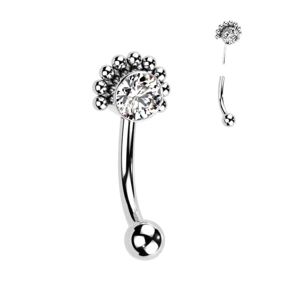 Titane Sourcil Zircone Opale Argent Enfoncer - Image 4